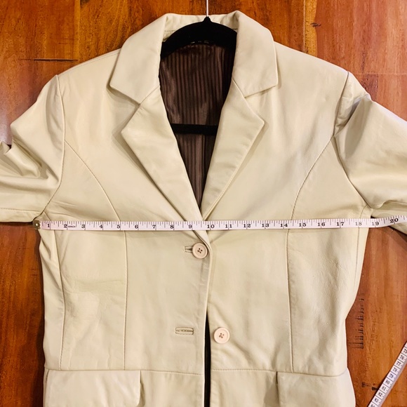 Italian Leather Real Jacket Cream Small Medium - Picture 5 of 8
